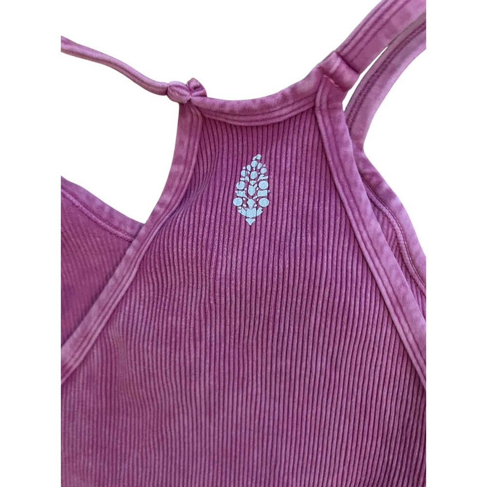 Free People Movement Happiness Runs Crop Tank Magenta Pink Ribbed Top M/L - Picture 3 of 4